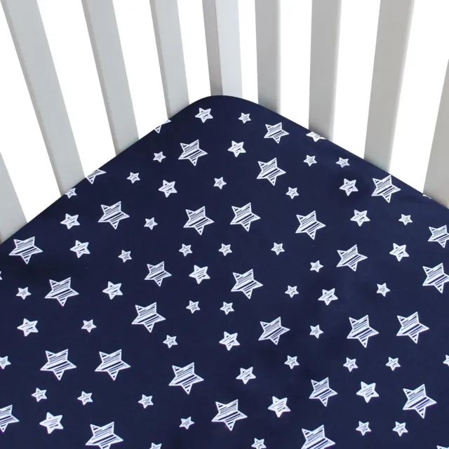 Standard Crib Mattress Sheets for Baby Soft Fitted Crib Sheet Navy 52'' x 28''