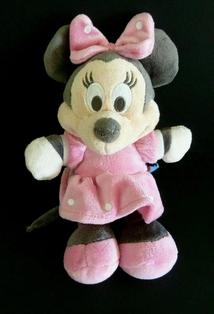 *. DOUDOU PELUCHE DINEY CREAPRIM SOURIS MINNIE GRIS ROBE ROSE 24cm - ETAT NEUF*