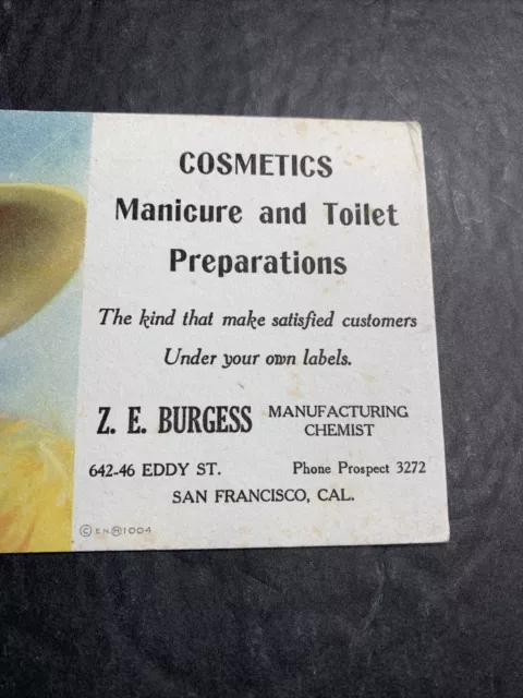 Burgess Chemical Pretty Victorian Lady Adv Blotter San Francisco California￼ 3