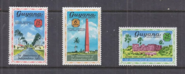 GUYANA, 1967 Anniversary of Independence set of 3, mnh.