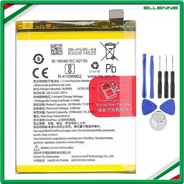 ✅Batteria Per Oneplus 1+ Blp685 Per One Plus 6T 3700Mah Ricambio+Set Cacciaviti✅