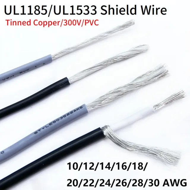 UL1533/1185 Single Core Shield Wire 28/26/24/22/20/18/16/14/12/10AWG Audio Cable