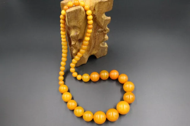 Baltic AMBER NECKLACE GIFT Round Beads Amber Yellow Mat Butter Milky  texture 2