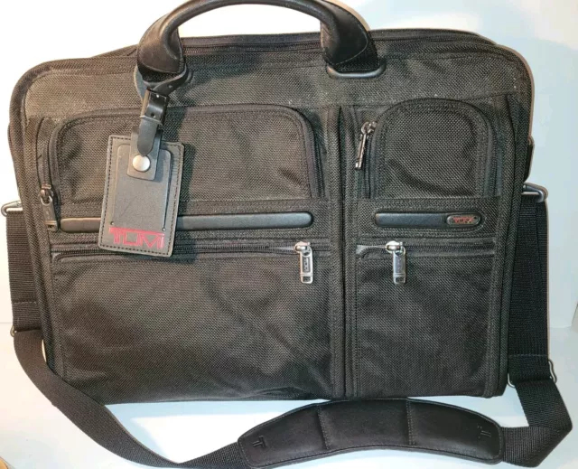 Tumi 'Alpha 2' Black Nylon Compact Large Screen Briefcase - 26114 New With Tags