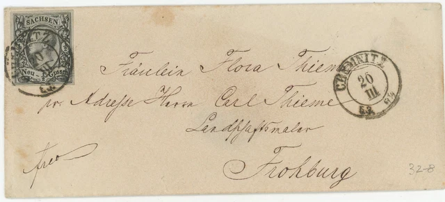 Altdeutschland Sachsen Brief Chemnitz Frohburg 1863