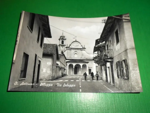 Cartolina Sant'Antonino di Saluggia ( Vercelli ) - Via Saluggia 1955 ca