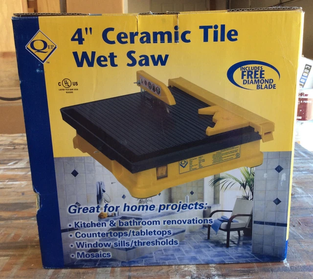 QEP 4&, WET TILE SAW, w/ fence, blade, angle guide, manual, in original