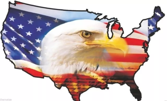 Usa Flag Map Eagle Head Side Tool Box Helmet Bumper Sticker Decal Made In Usa