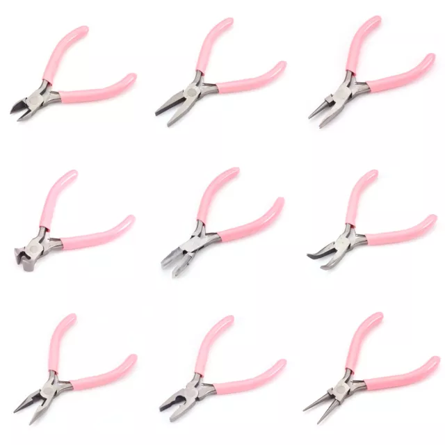 Multi-Purpose Carbon Steel Jewelry Pliers Pink Handle Strong Beading Hand Tools