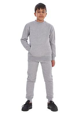 Kids Boys Plain Tracksuit Fleece Pullover Cotton Blend Sweatshirt Jogging Bottom