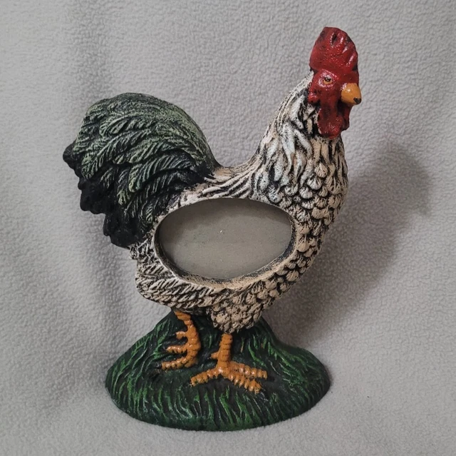 Vintage Cast Iron Rooster Picture Frame White Chicken Farmhouse Animals