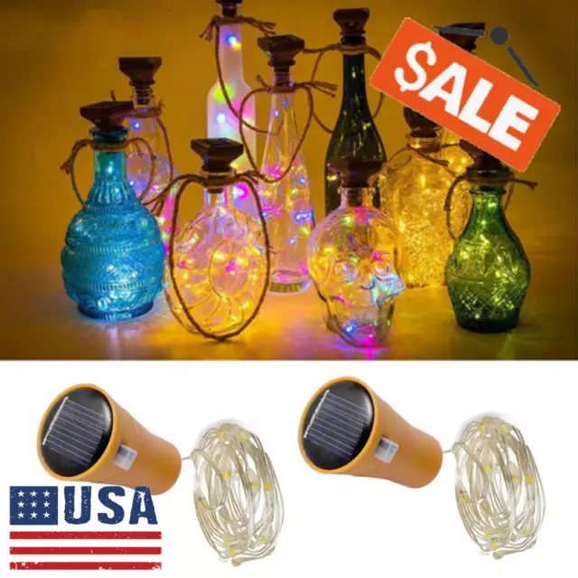 20 LED Fairy String Lights Wine Bottle Copper Cork Wire Lamp Party Decor~