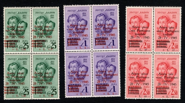 1945 Italy Aosta blocks MNH OVPT (CEI N) Fratelli Bandiera Cat €24,000