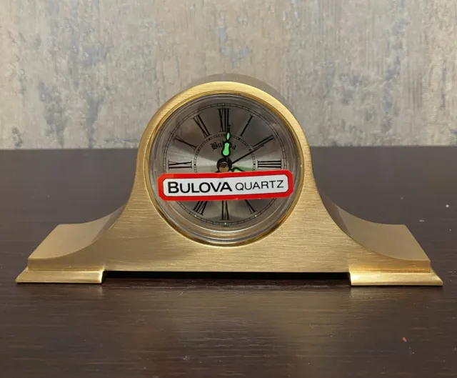 Bulova Solid Brass Battery-Operated Quartz Mantle Style Alarm Clock Japan