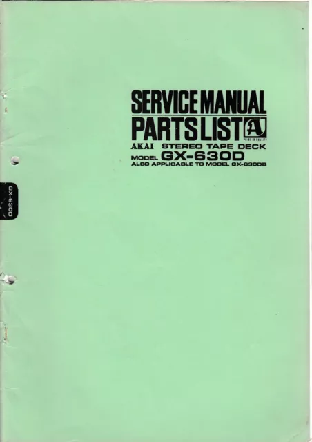 Service Manual-Anleitung für Akai GX-630D