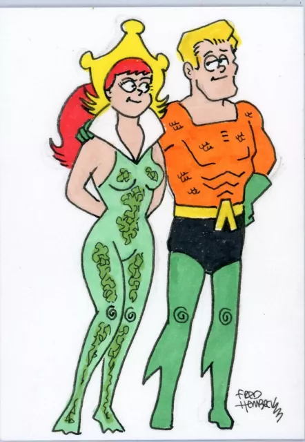 Fred Hembeck Sketch Card: Aquaman & Mera (DC)