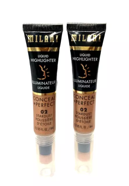 2 Pack (0.2 fl oz each) Milani Conceal + Perfect Liquid Highlighter 02 Stardust