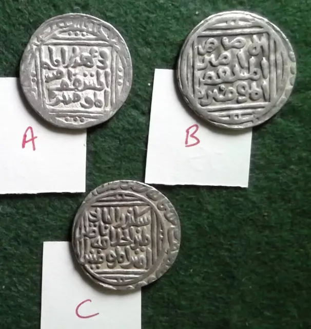 MEDIEVAL INDIA, SULTANS of DELHI, large silver tankas, three different