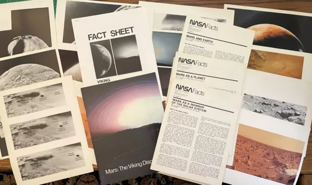 Lot vintage 1975-1980 NASA Facts, JPL Mars Viking Lander Lithographs, Booklet