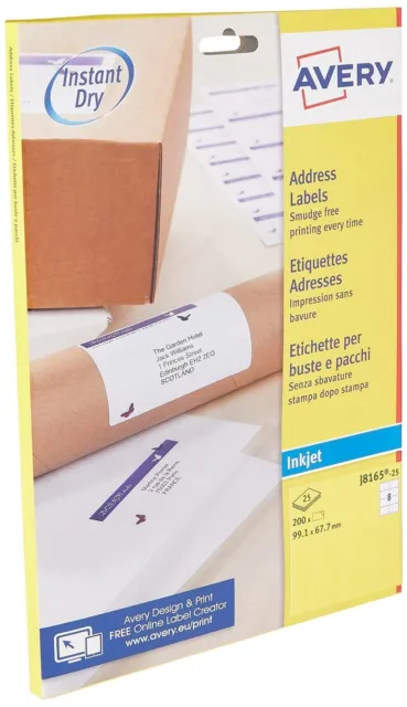 Avery Self Adhesive Parcel Shipping Labels, Inkjet Printers, 8 Labels Per A4 She