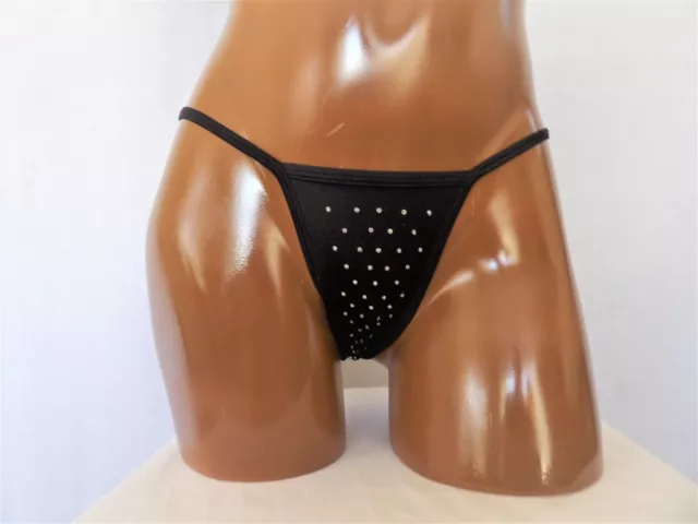 Sexy rhinestone Black V back thong bottoms for exotic pole dancer outfit