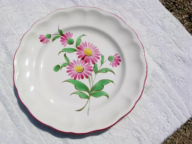 belle assiette plate ancienne décor fleur Marguerite signé ST CLEMENT France,
