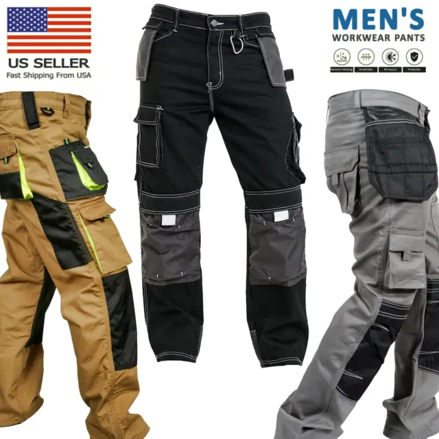 Mens Construction Cordura Workwear Heavy Duty Safety Trousers Utility Work Pants