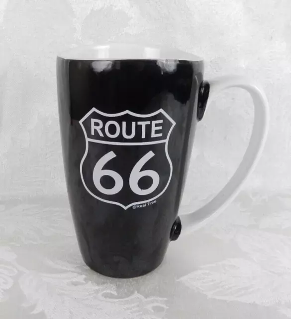 Route 66 Coffee Tall Mug Cup Ceramic Black 5.75" H