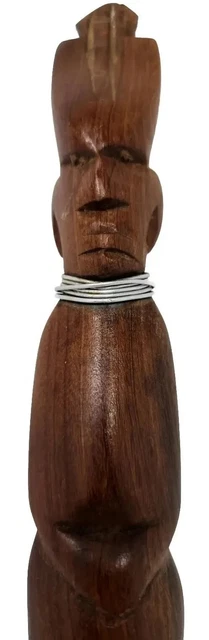 Vtg African Zulu Tribe Hand Carved Chain Link Wooden Decorative Wall Art Cutlery