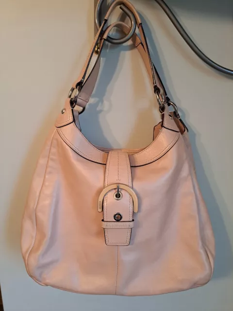 COACH Leather Soho Lynn Shell Pink Shoulder Bag Hobo Style