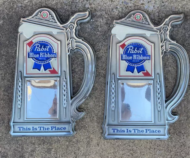 VINTAGE 1983 PABST Blue Ribbon beer stein calendar sign LOT OF 2 59.99
