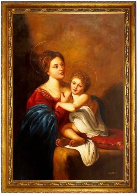 Ölbild Madonna, Maria mit Jesuskind,Ölgemälde HANDGEMALT, Gemäldeformat:60x90cm