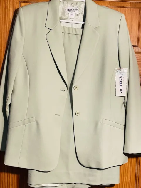 Vintage Pendleton Skirt Suit Blazer Women’s Sz 16 Virgin Wool NWT Pastel Green