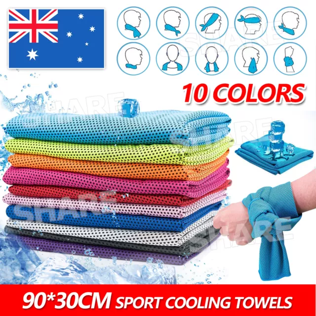 Instant Cooling Towel ICE Cold Cool Golf Cycling Gym Sport Outdoor Double Layers
