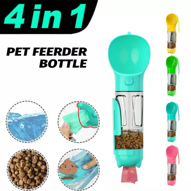 4 in1 Pet Feeder Puppy Dog Cat Water Bottle Cup Travel Pooper Scooper Outdoor