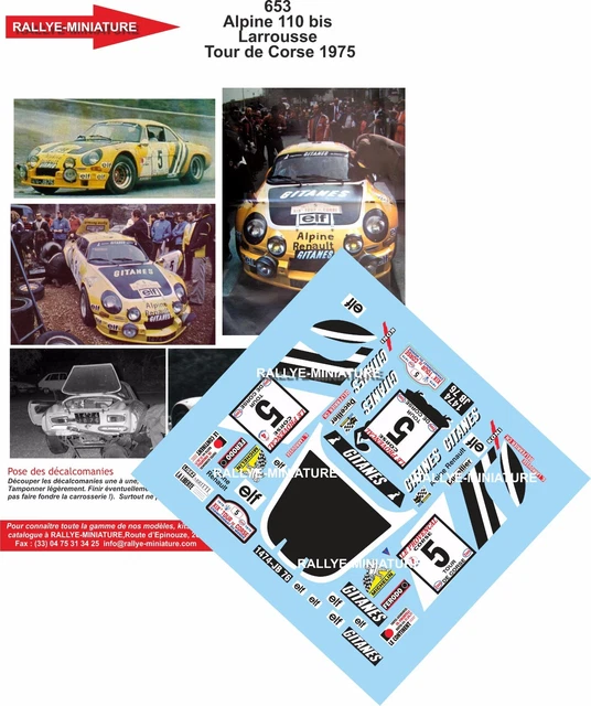DECALS 1/16 REF 0614 ALPINE RENAULT A110 MOUTON RALLYE MONTE