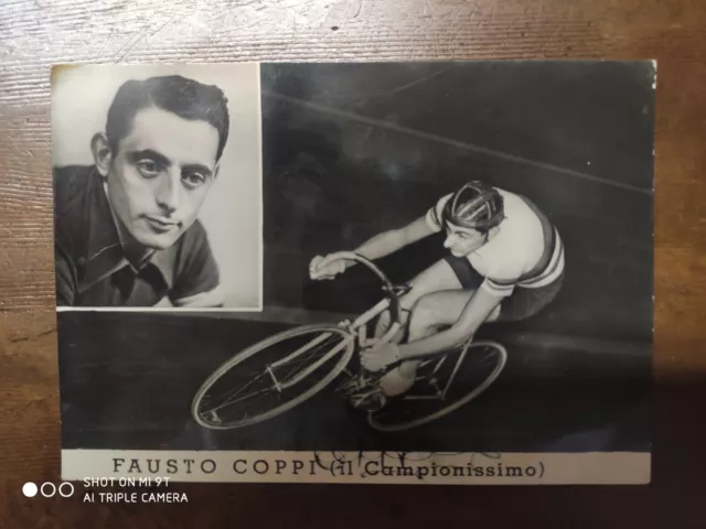 Fausto Coppi il campionissimo. autografo originale su cartolina