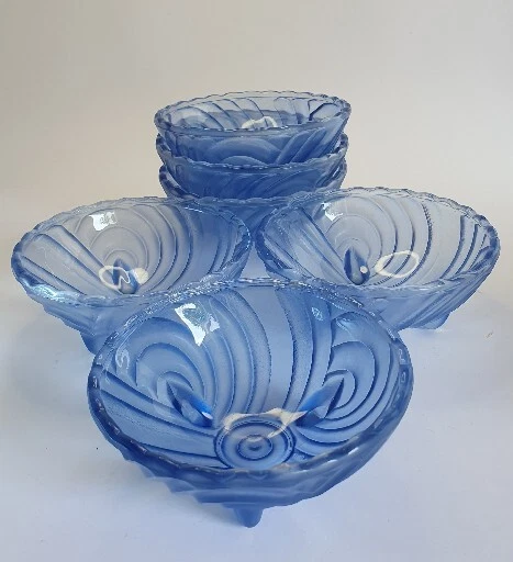 Saladier Vintage En Verre Bleu Transparent - Années 1920-1940