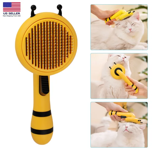 Pet Brush Dog Cat Hair Remover Comb Grooming Massage Deshedding Self US STOCK