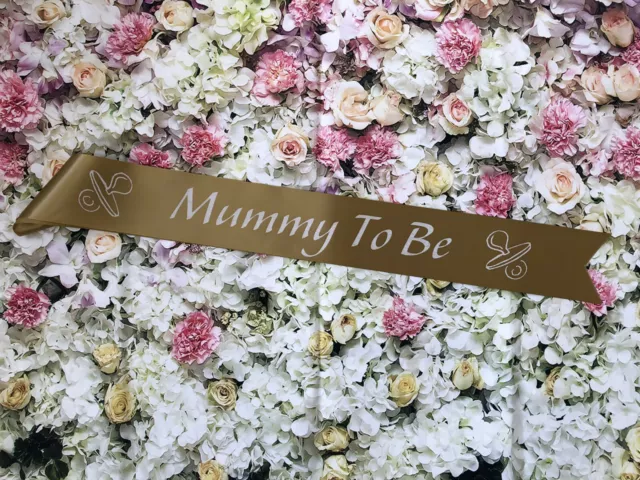 Baby Shower Sash Mummy To Be Nanny Big Sister Gender Reveal Gold Sash White Text