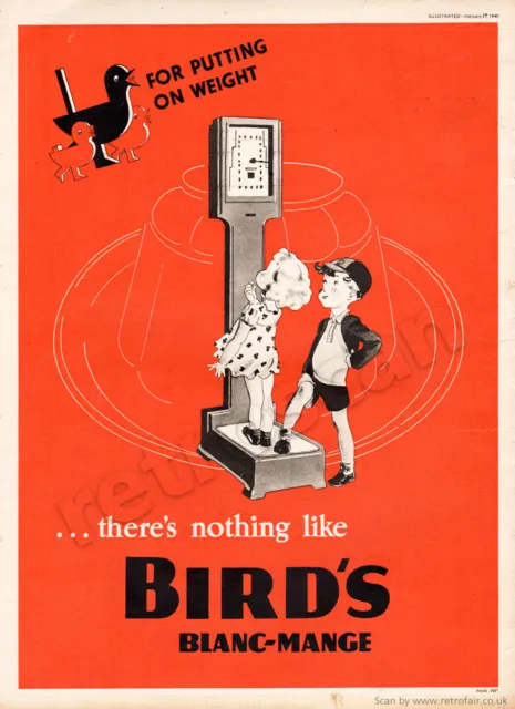 1940 Bird's Blanc-Mange Original Full Page Vintage Magazine Ad
