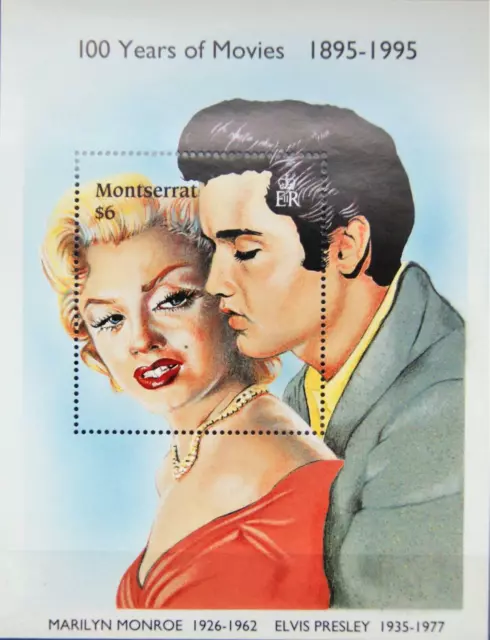 MONTSERRAT 1995 Block 69 100 Jahre Kino Cinema Elvis Presley Marylin Monroe MNH