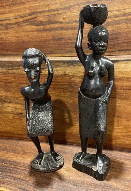Two Vintage African Ebony Carvings. One Signed