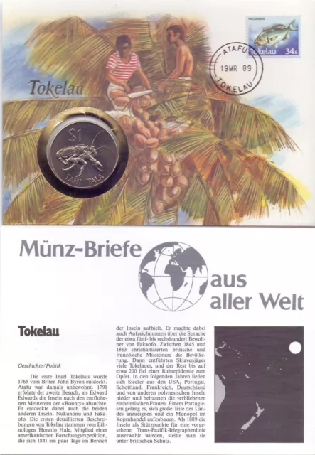 Numisbrief - Tokelau 1 Dollar 1980 UNC - mit Zertifikat