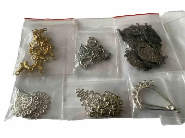 Job Lot Of Jewellery Findings Connectors Filigree Pendants Components Links