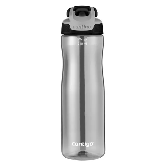 Contigo AutoSpout Fit 25oz Earl Grey HardSided LeakProof Black Lid w/Straw &Loop