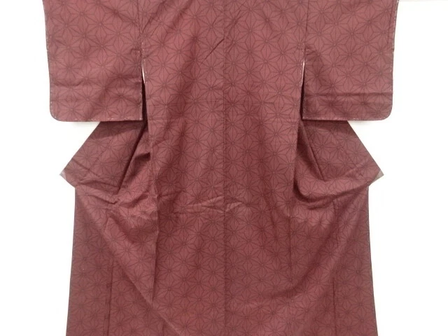 6570252: Japanese Kimono / Antique Kimono / Tokamachi Tsumugi / Woven Asanoha