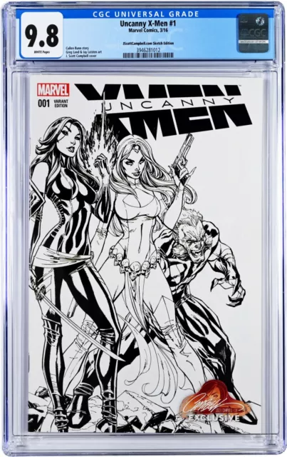 Uncanny X-Men #1 CGC 9.8 (Mar 2016, Marvel) J. Scott Campbell Sketch Variant D