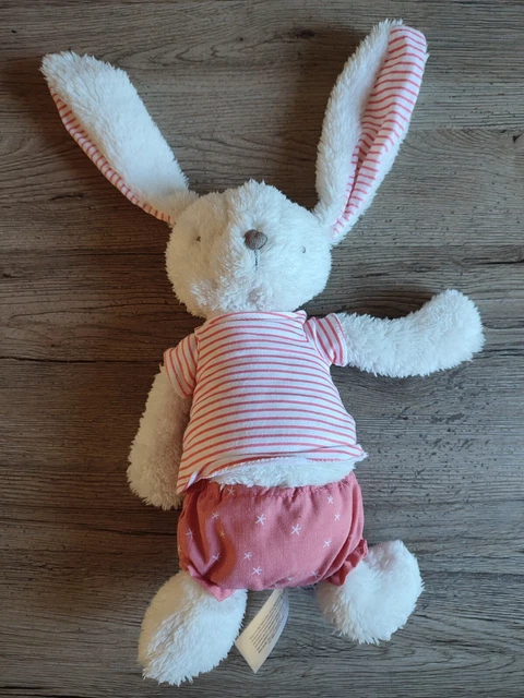 DOUDOU PELUCHE LAPIN BLANC MAILLOT ROSE RAYE  Tape à l'Oeil TAO