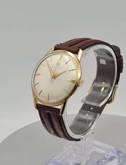 Gents Hallmarked 9Ct Gold Hamilton Mechanical Swiss Made Dress Watch 2
